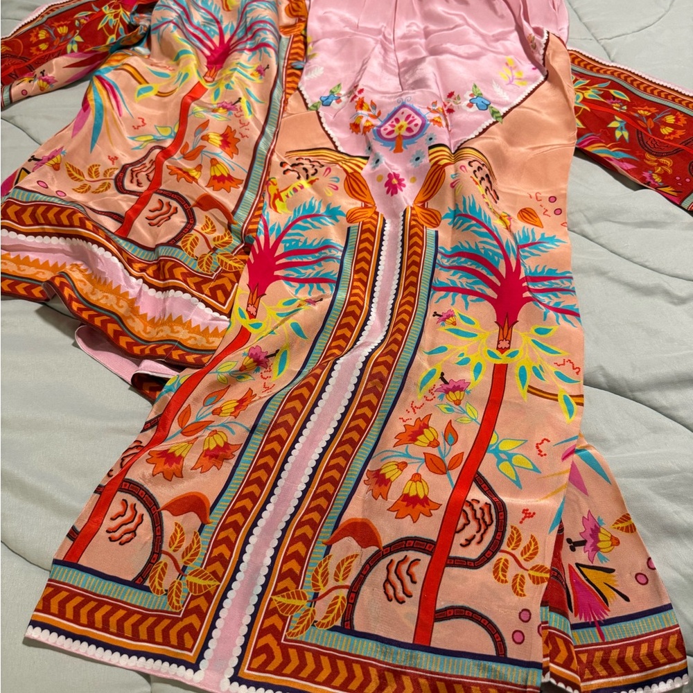 Colorful Patterned Button-Up Matching crepe co ord set - Picture 2 of 2